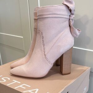 Pink Ankle Boots with Bow Detail